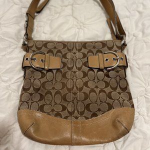 Authentic Coach Signature Brown Canvas Crossbody Bag